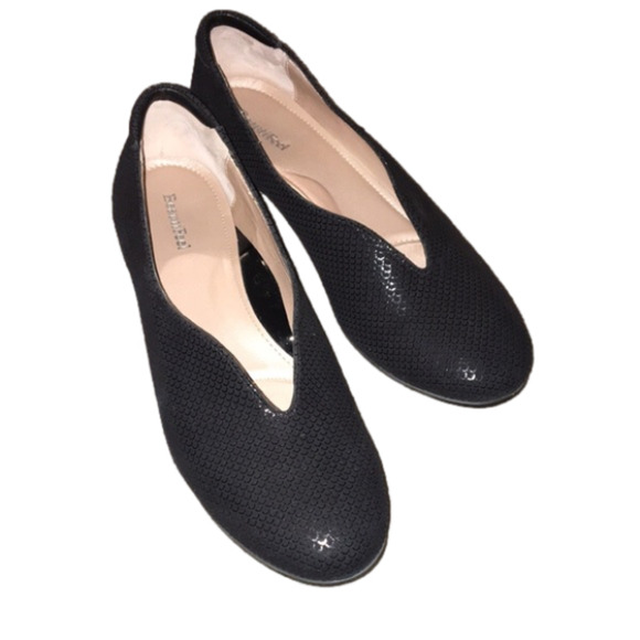 BeautiFeel Black Jolie Shiny Scale PrintSuede Slip On Leather Flats